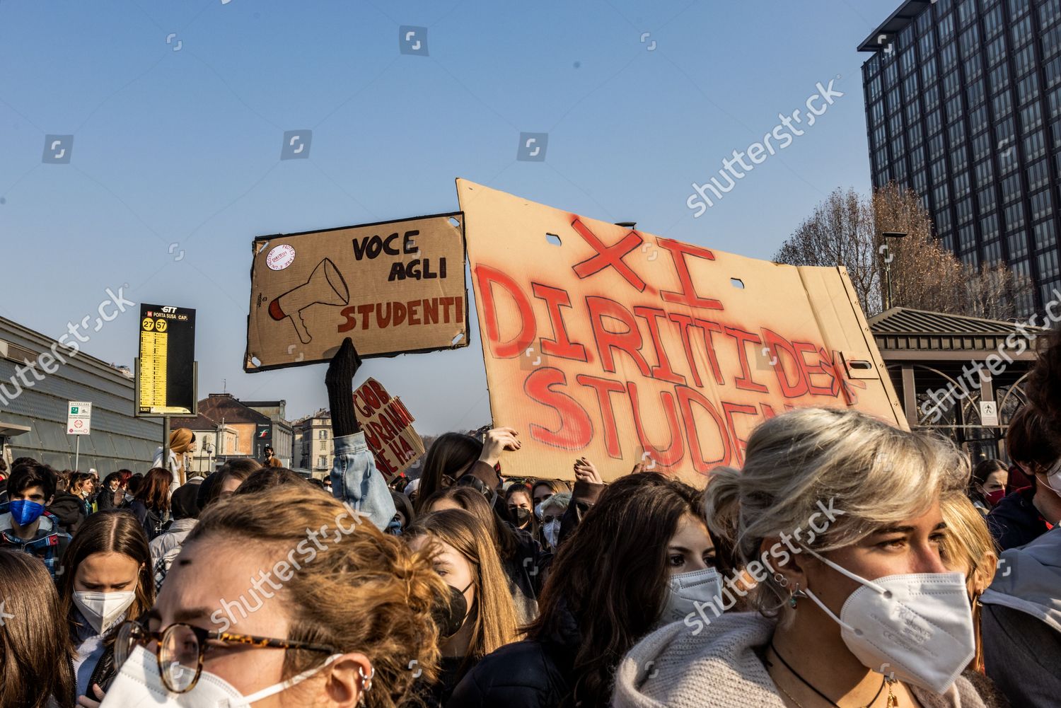 Thousand Turin Students Paraded Through Center Editorial Stock Photo