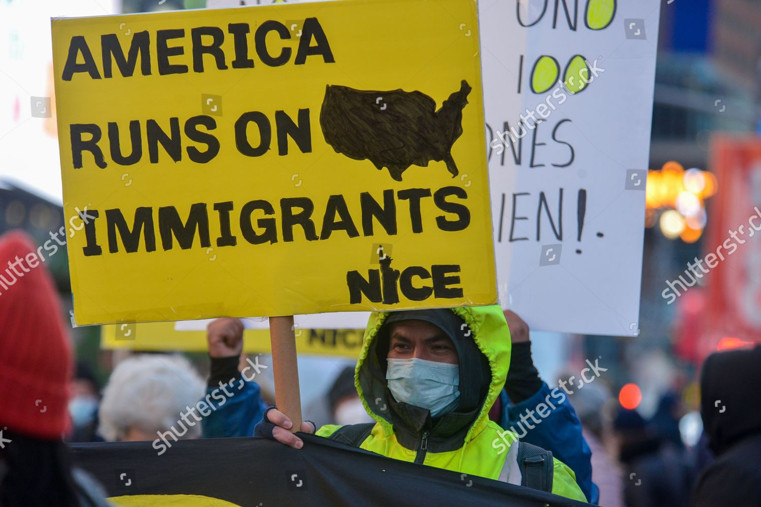 Signs Banners During Day Without Immigrants Editorial Stock Photo