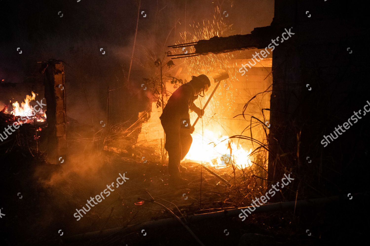 firefighter-works-put-out-fire-caracas-editorial-stock-photo-stock