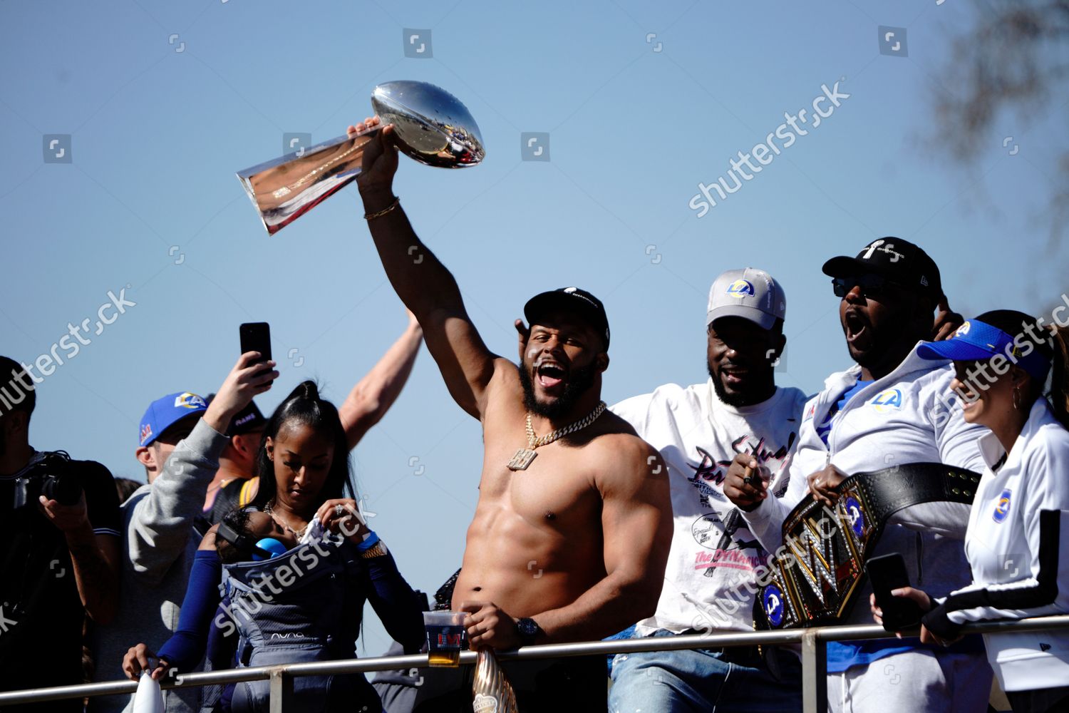 Aaron Donald goes shirtless at Rams championship parade