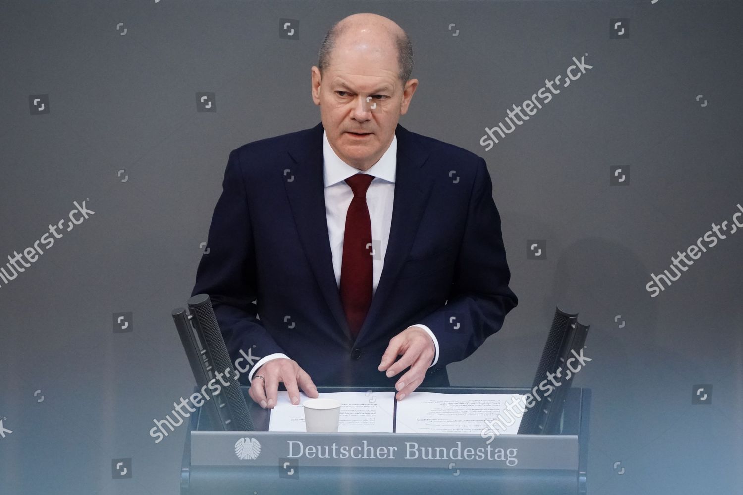 German Chancellor Olaf Scholz Delivers Government Editorial Stock Photo ...