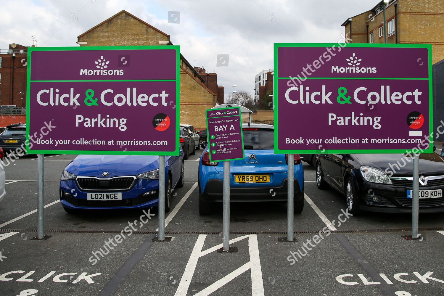 Morrisons Supermarkets Click Collect Sign Displayed Editorial Stock