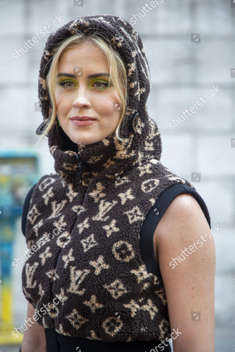 Valentina Ferragni Outside Louis Vuitton Fashion Editorial Stock