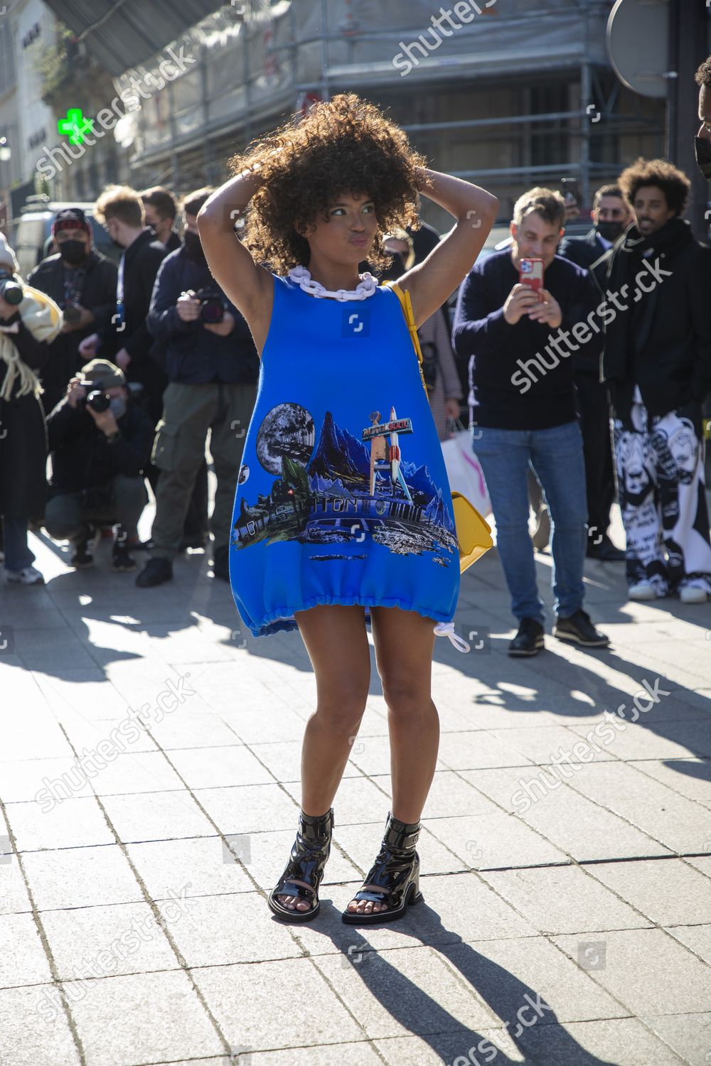Paola Locatelli Outside Louis Vuitton Fashion Editorial Stock Photo