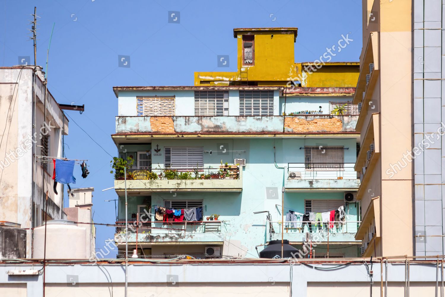 Apartment Building Balconies Traditional Clothesline Seen Editorial ...