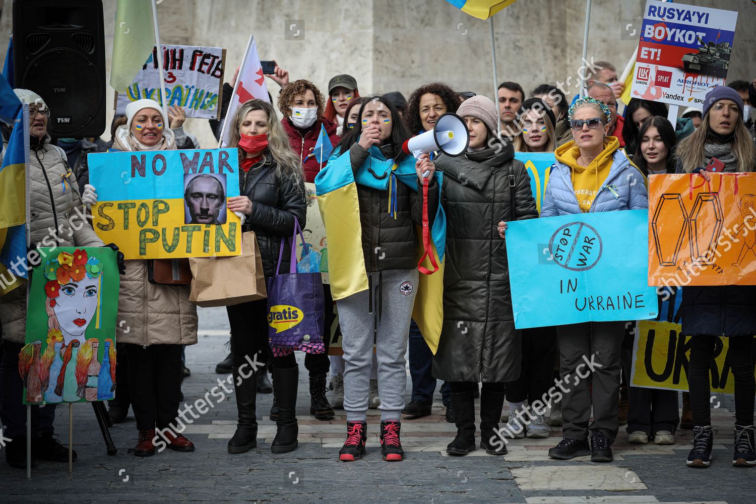 Protesters Hold Placard Expressing Their Opinion Editorial Stock Photo ...