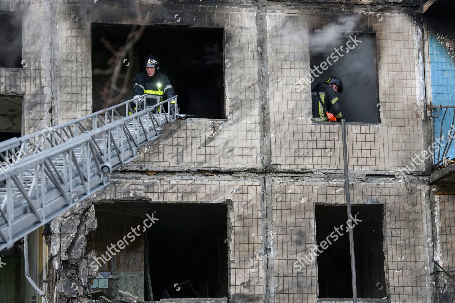 Firefighter Enters Residential Building That Hit Editorial Stock Photo ...