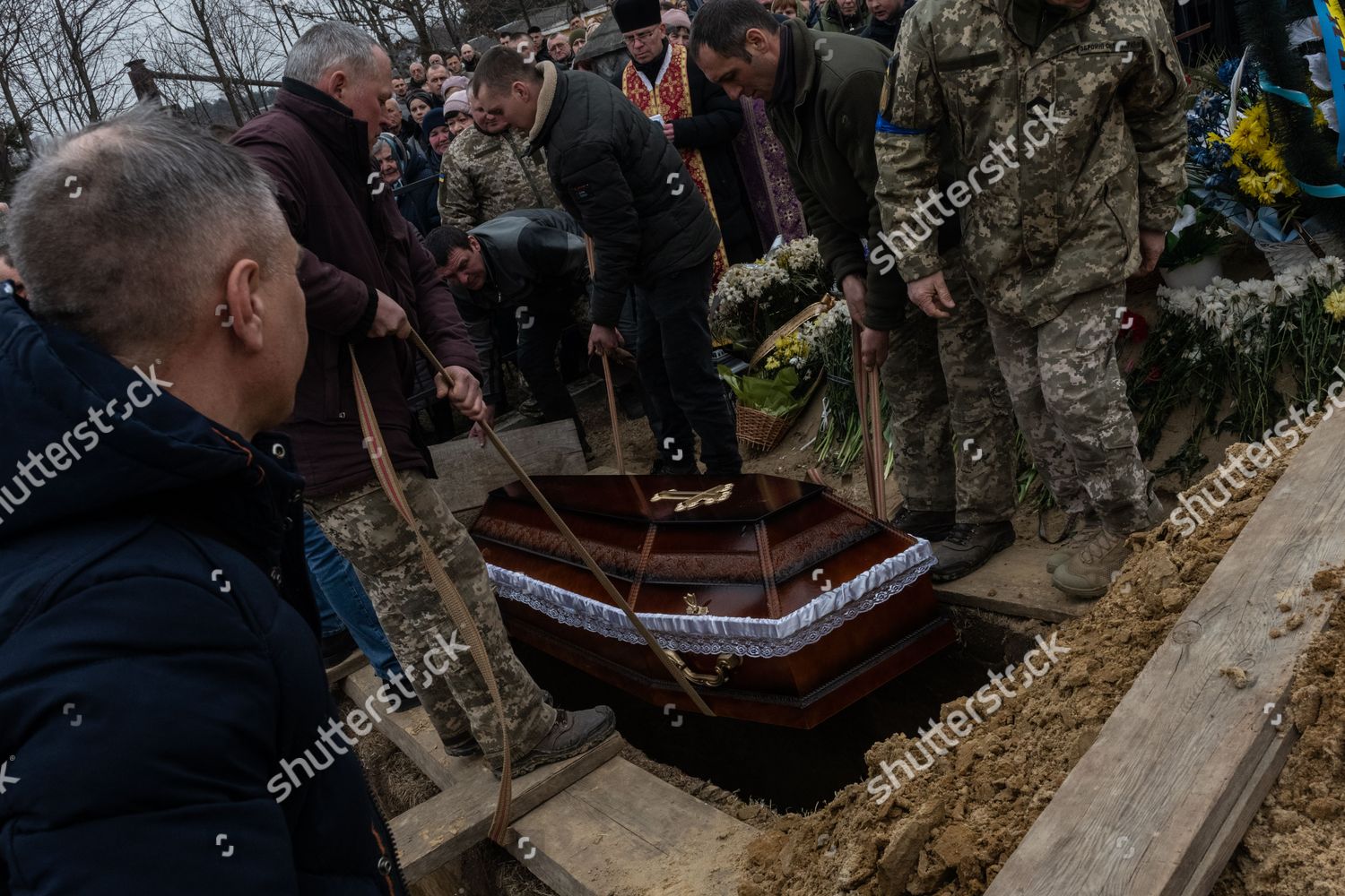 Caskets Prepared Be Lowered Into Ground Editorial Stock Photo - Stock ...