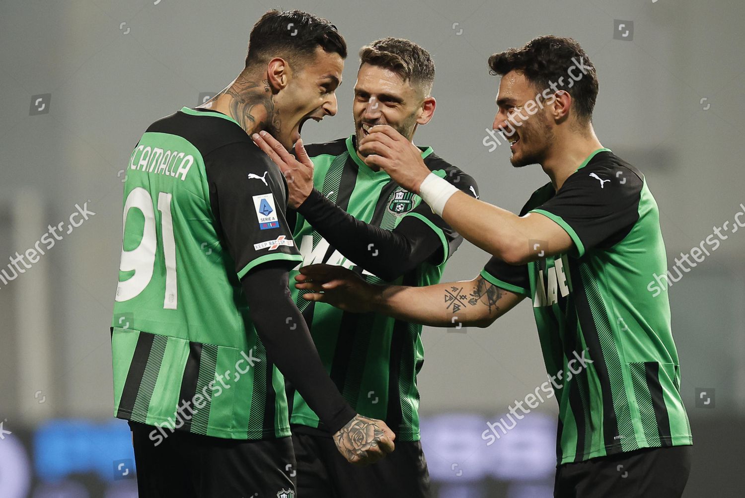 Sassuolos Gianluca Scamacca L Jubilates Domenico Editorial Stock Photo ...