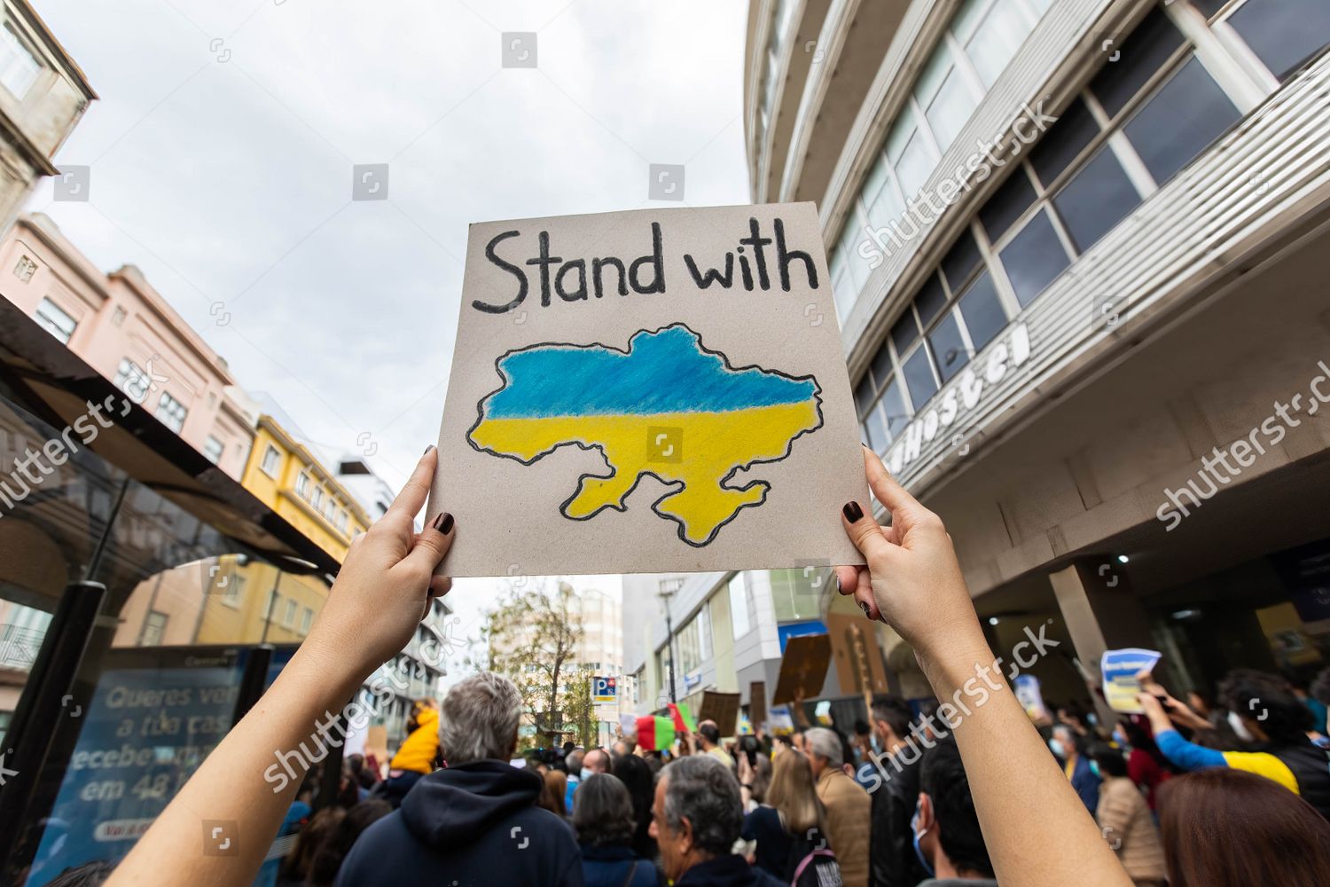 Protester Seen Holding Placard Map Ukraine Editorial Stock Photo ...