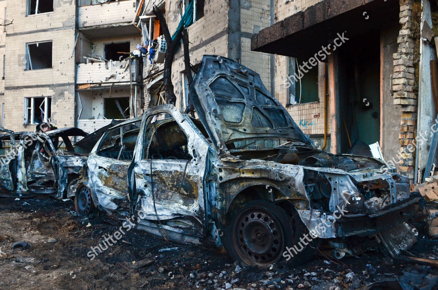 Burntout Cars Pictured Outside Residential Building Editorial Stock ...