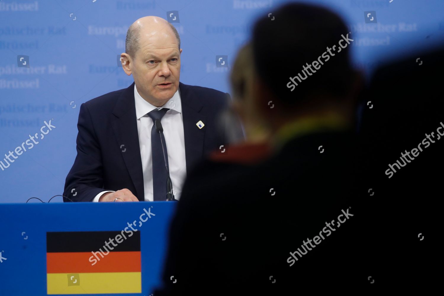 German Chancellor Olaf Scholz Gives Press Editorial Stock Photo - Stock ...