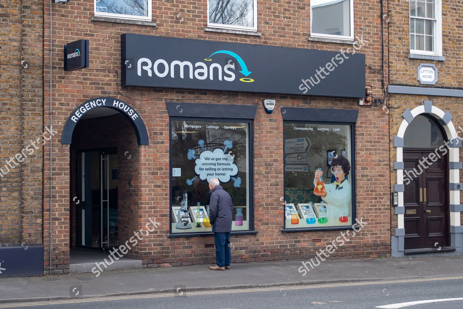 Man Looks Window Romans Estate Agents Editorial Stock Photo Stock