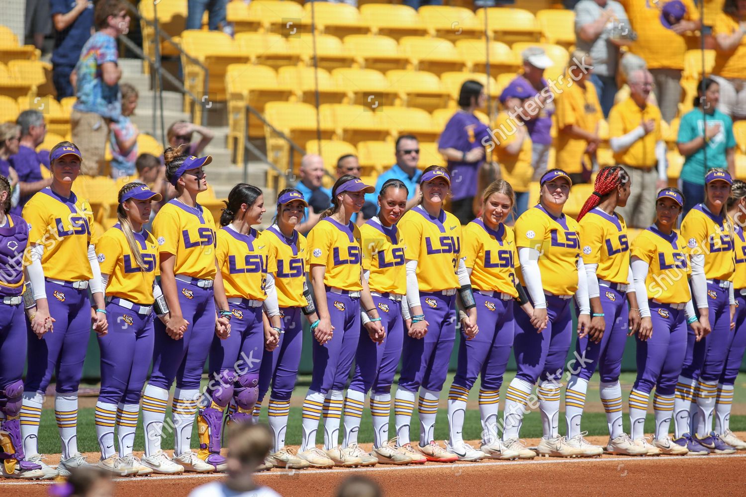 Lsu Softball Team Lines On Foul Editorial Stock Photo Stock Image