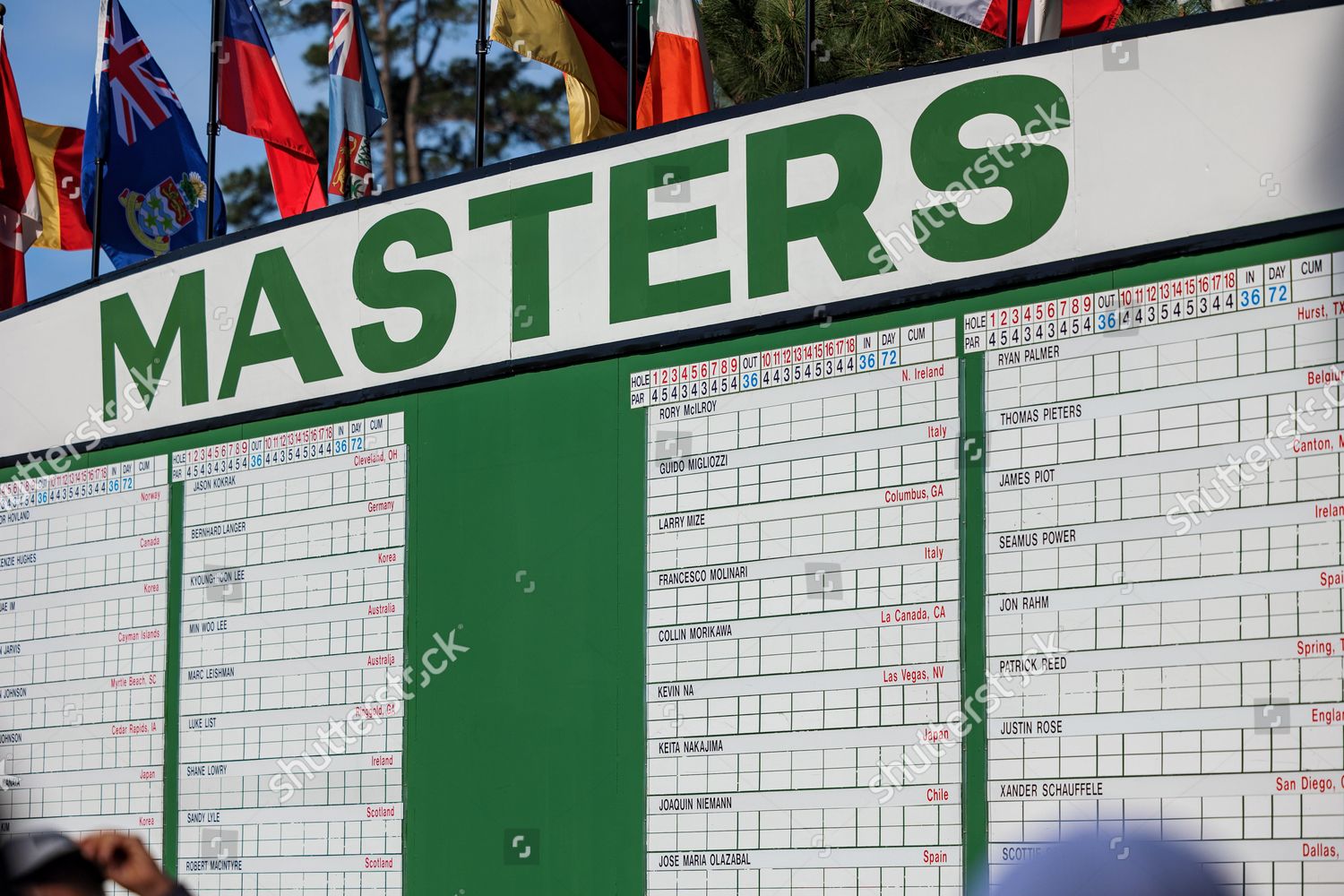 Masters Scoreboard During Practice Round Masters Editorial Stock Photo