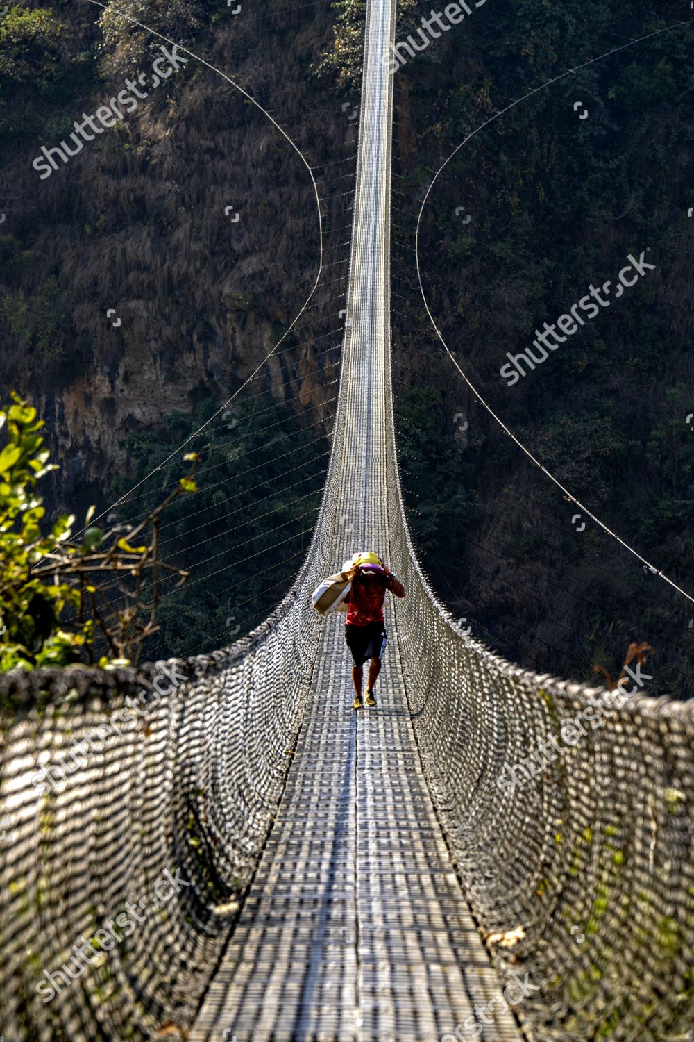 Nepal Parbat District Kusma Suspension Bridge Editorial Stock Photo ...