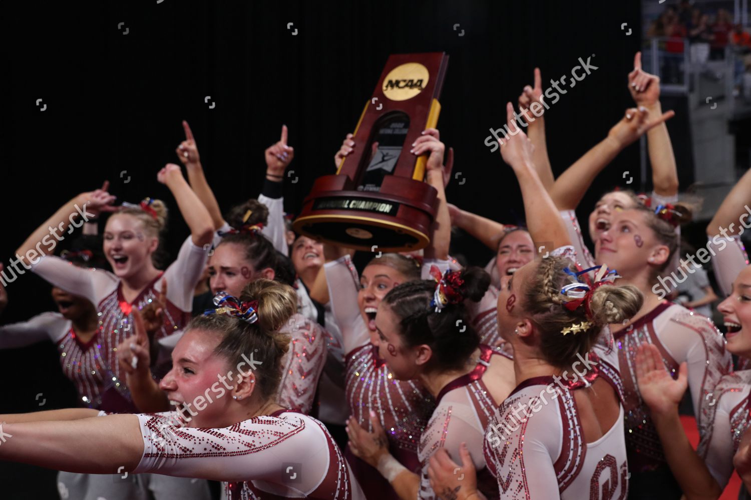 University Oklahoma Womens Gymnastics Team Celebrates Editorial Stock