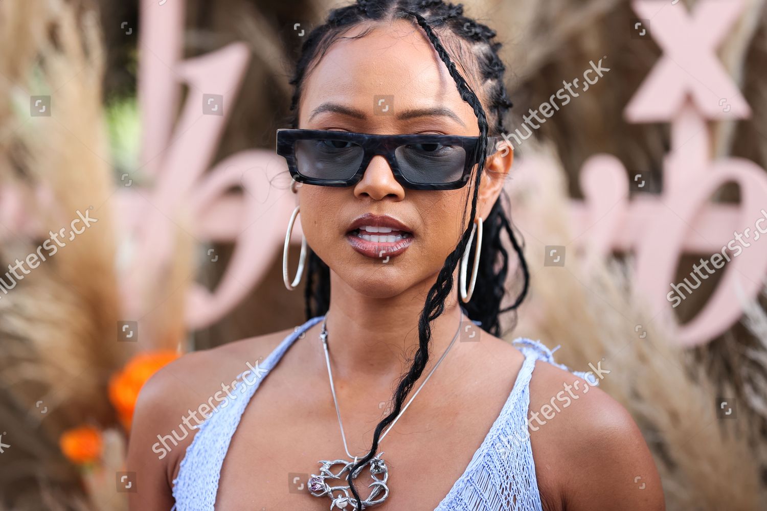 American Actress Karrueche Tran Attends Revolve Editorial Stock Photo