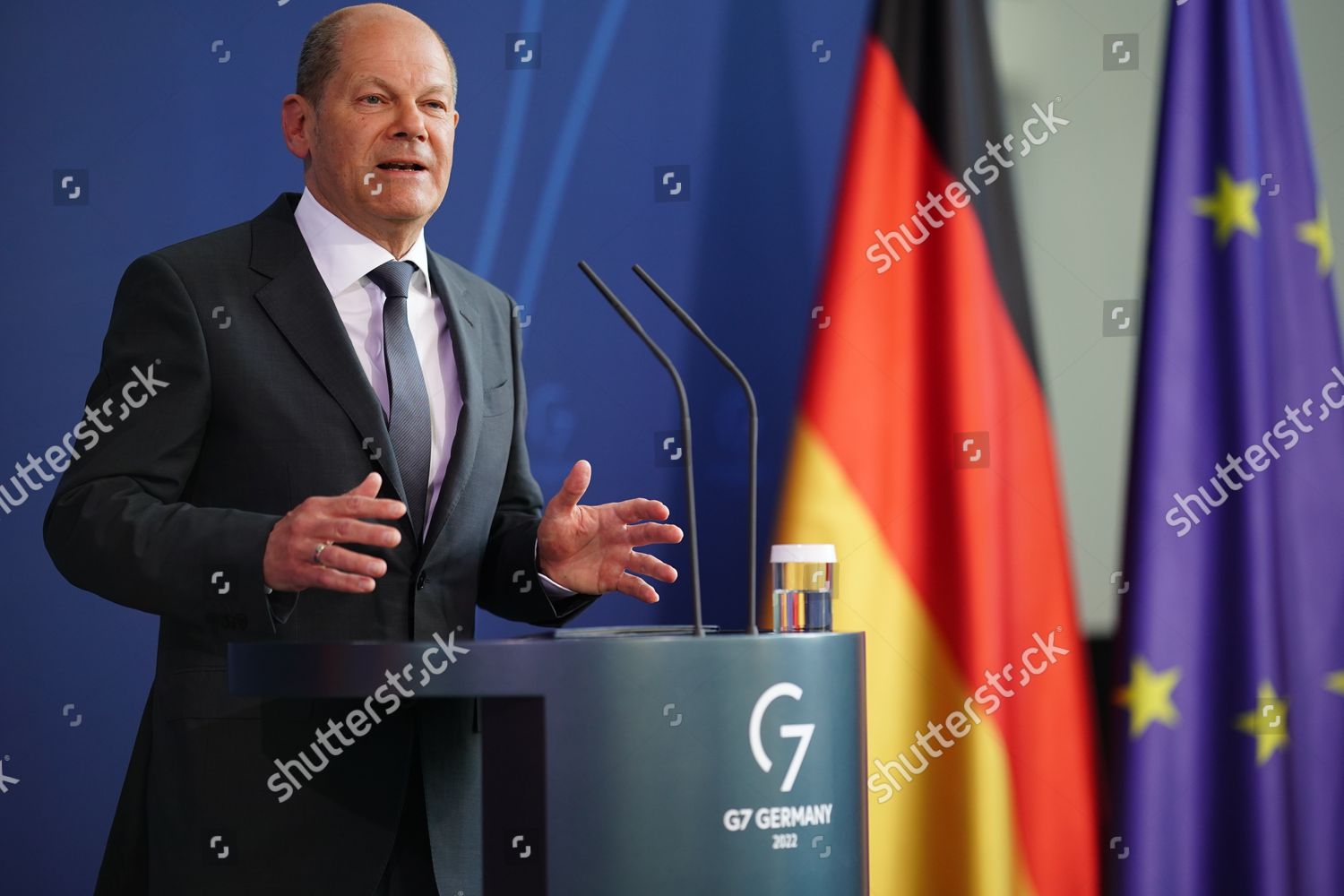 German Chancellor Olaf Scholz Gestures During Editorial Stock Photo ...