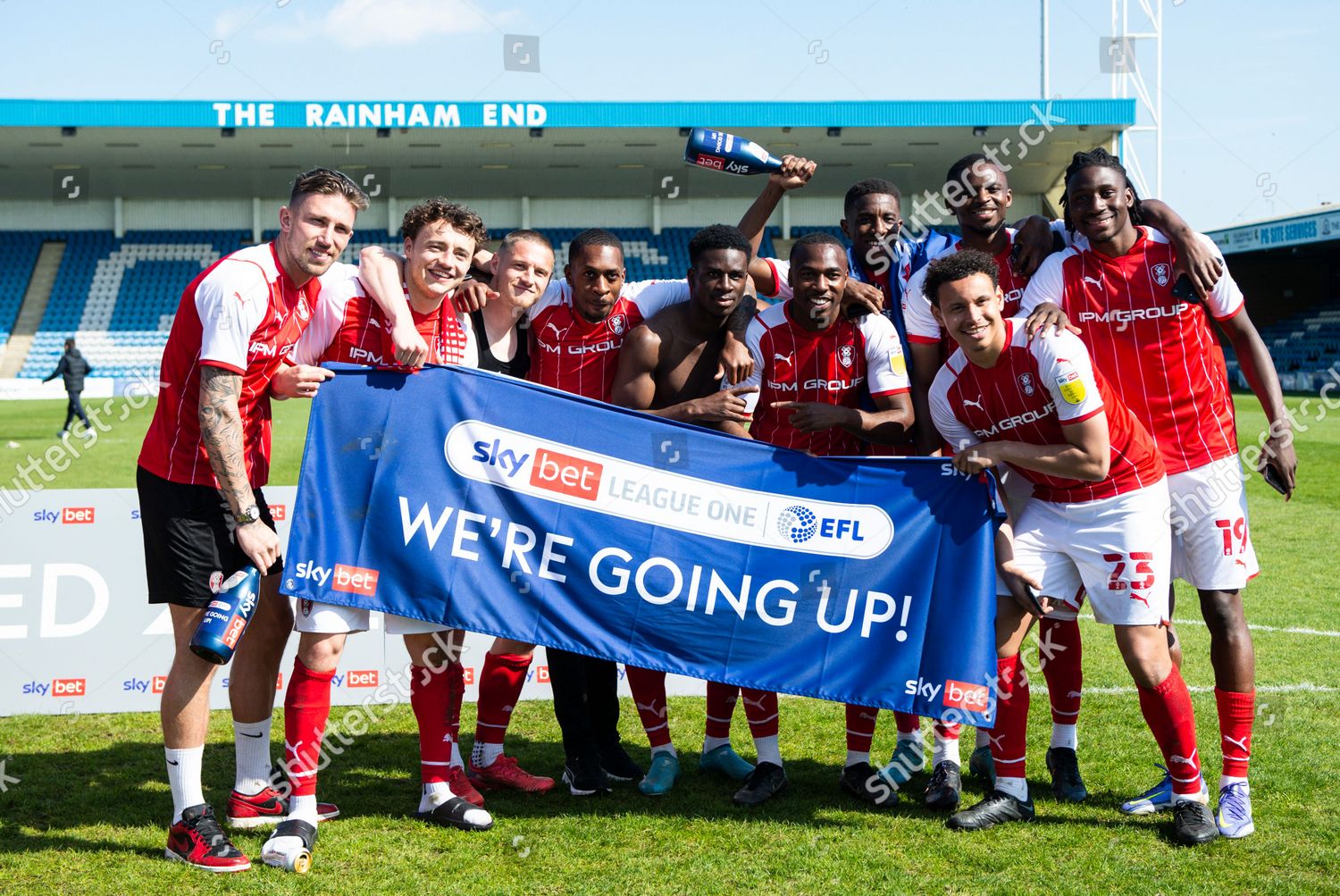 Rotherham United Players Celebrate Promotion Championship Editorial