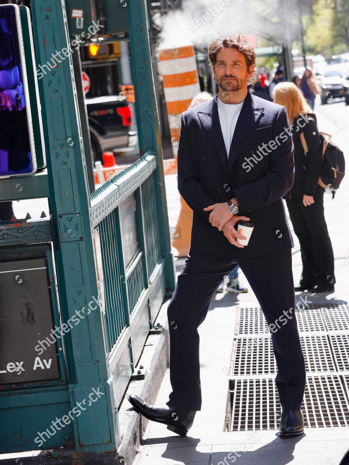 Bradley Cooper Seen While Filming Commercial Editorial Stock Photo