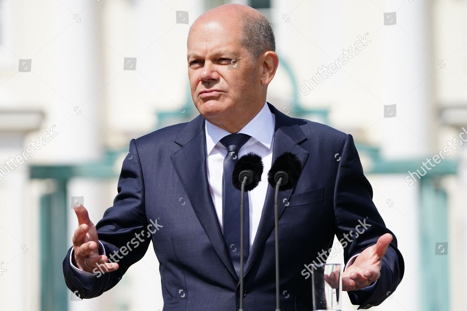 German Chancellor Olaf Scholz Gestures During Editorial Stock Photo ...