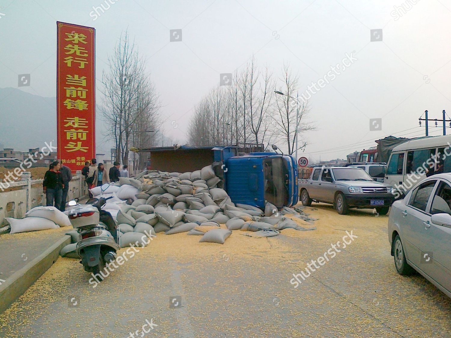 Road Covered Maize After Delivery Lorry Editorial Stock Photo Stock