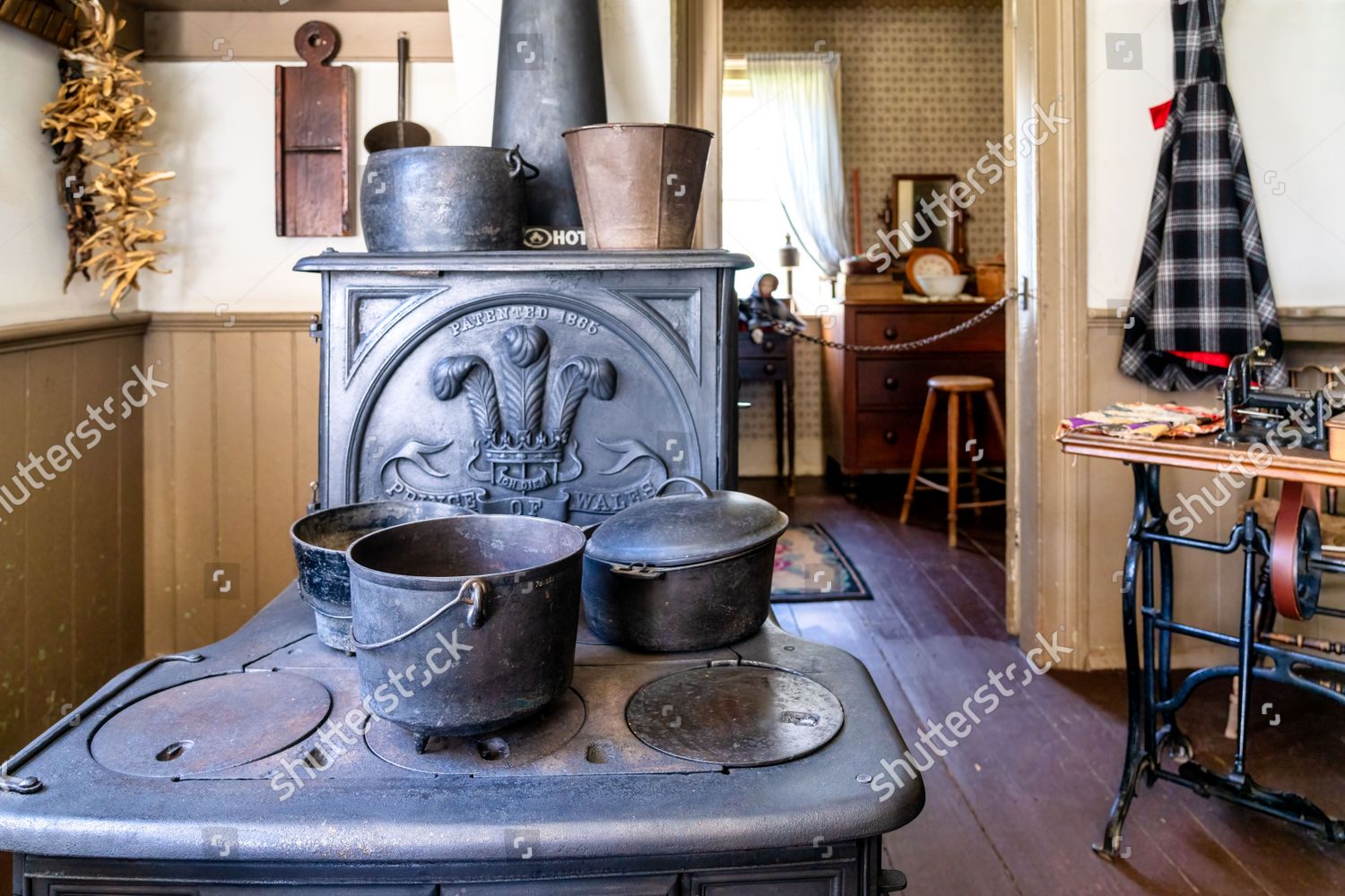 Antique Colonial Stove Heating System Inside Editorial Stock Photo ...