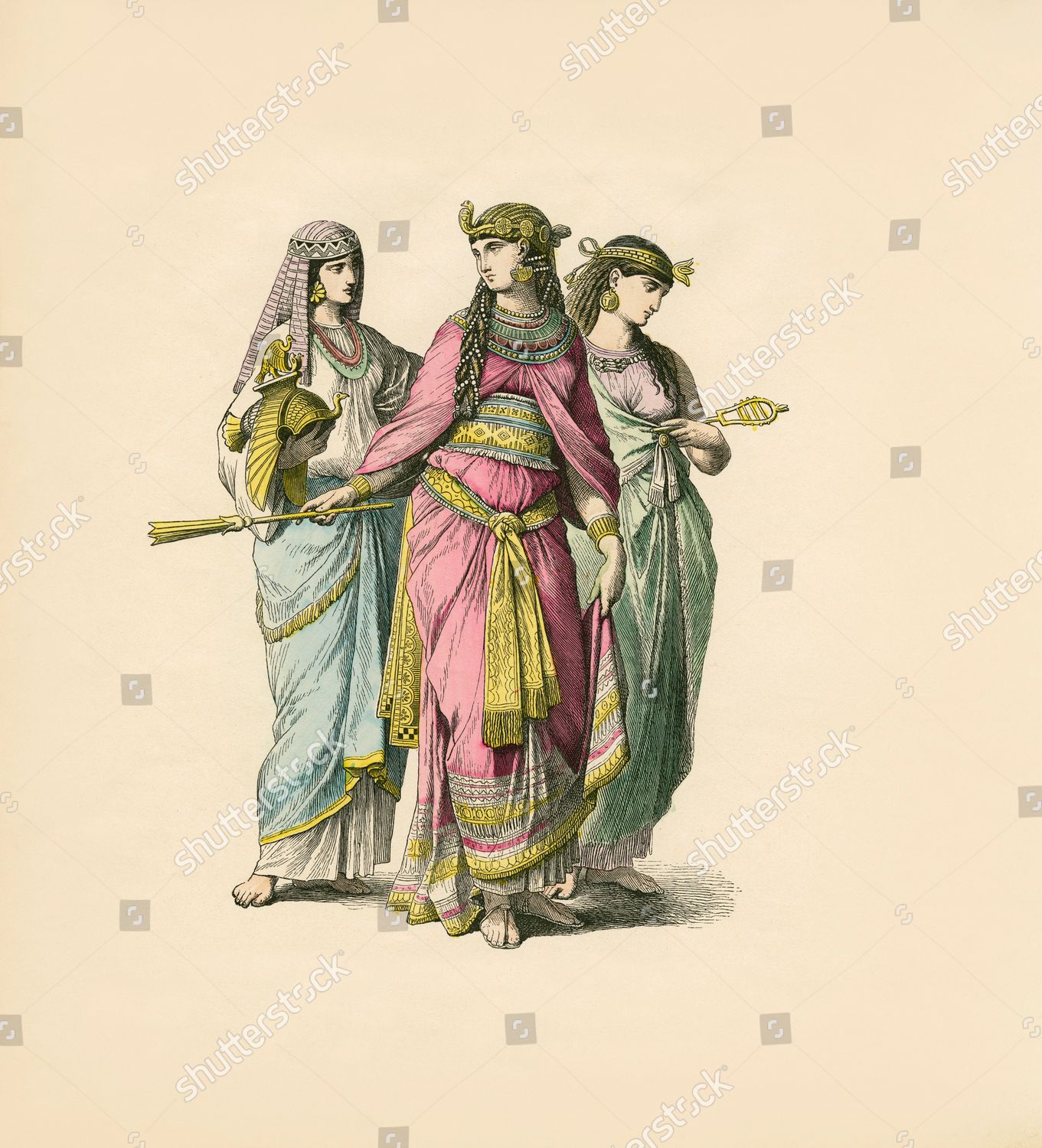 Egyptian Queen Two Noblewomen Ancient Near Editorial Stock Photo ...