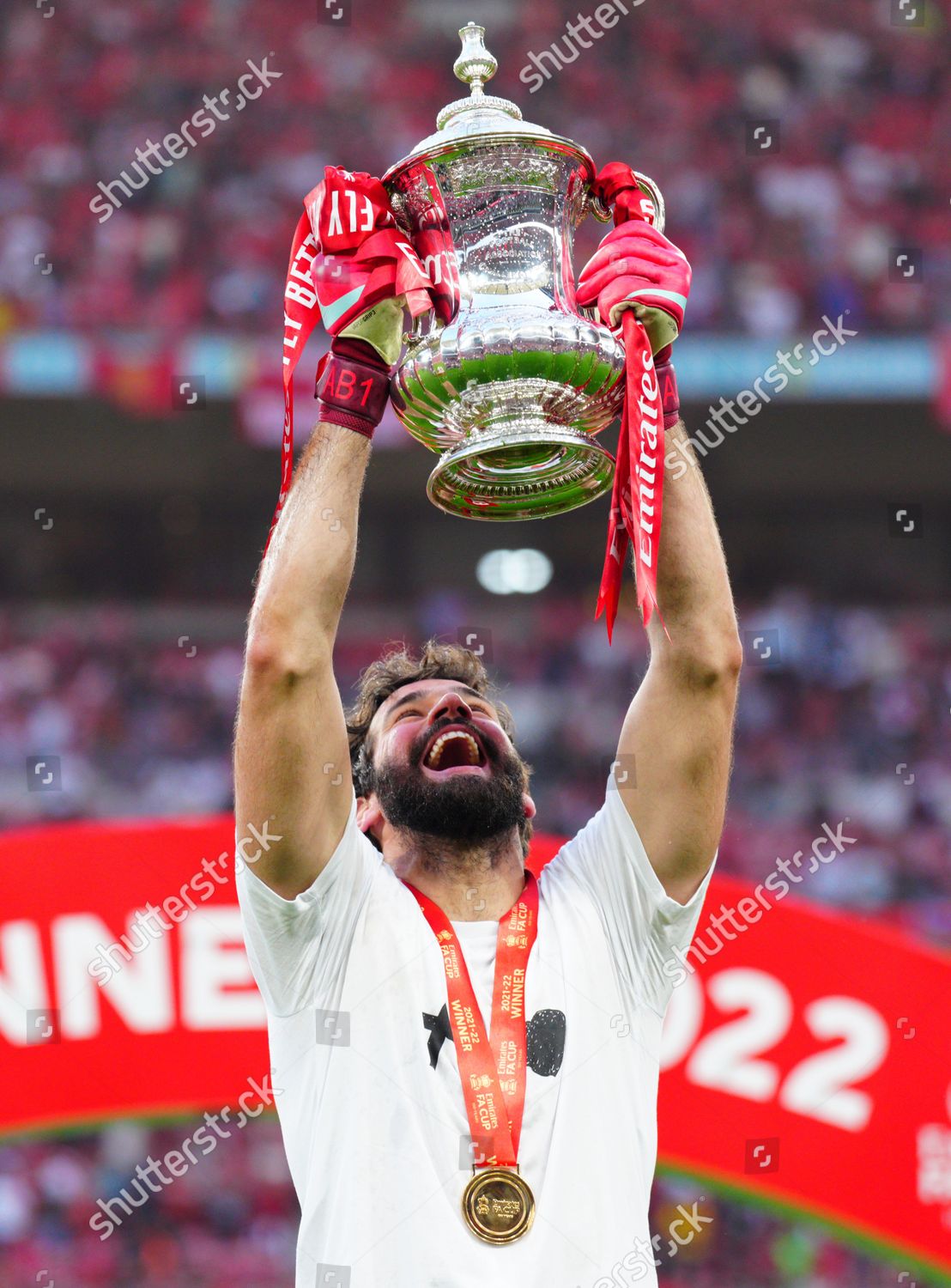 Liverpool Goalkeeper Alisson Becker Celebrates Trophy Editorial Stock ...