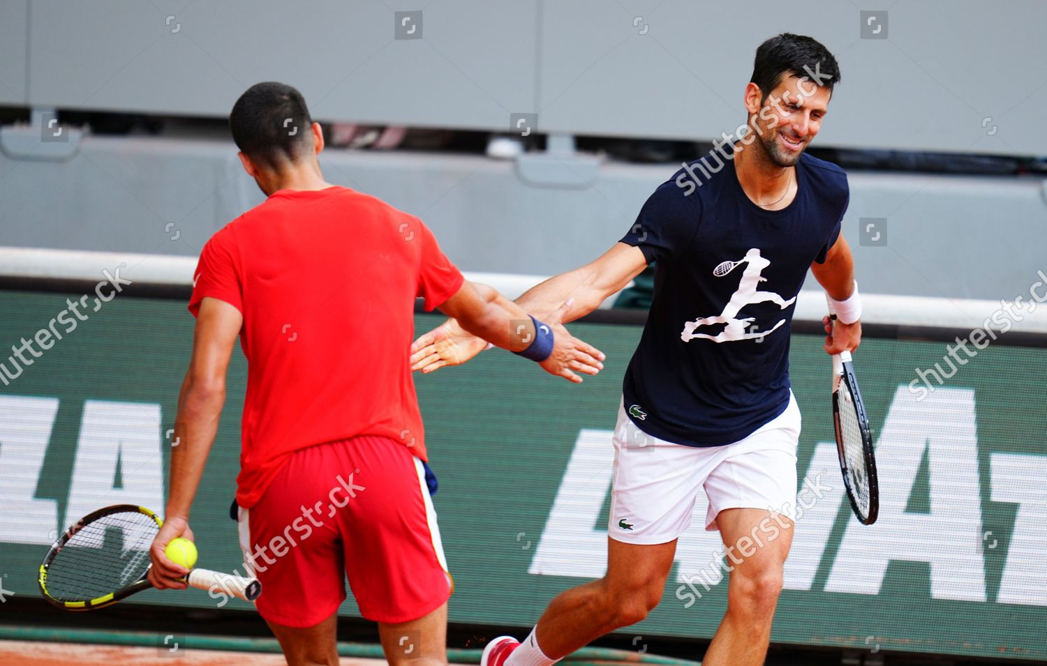 Novak Djokovic Carlos Alcaraz Touch Hands Editorial Stock Photo - Stock ...