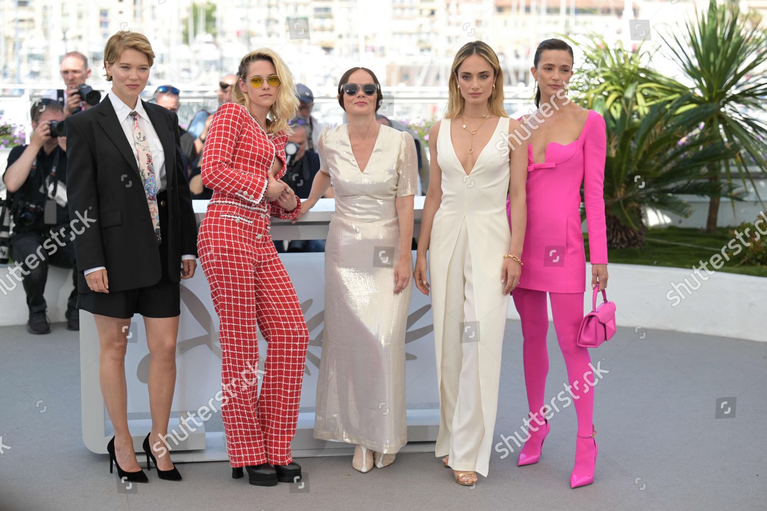 Lea Seydoux, Kristen Stewart, Nadia Litz, Denise Capezza & Lihi Kornows at  the 'Crimes of The Future' 75th Cannes Film Festival Photocall