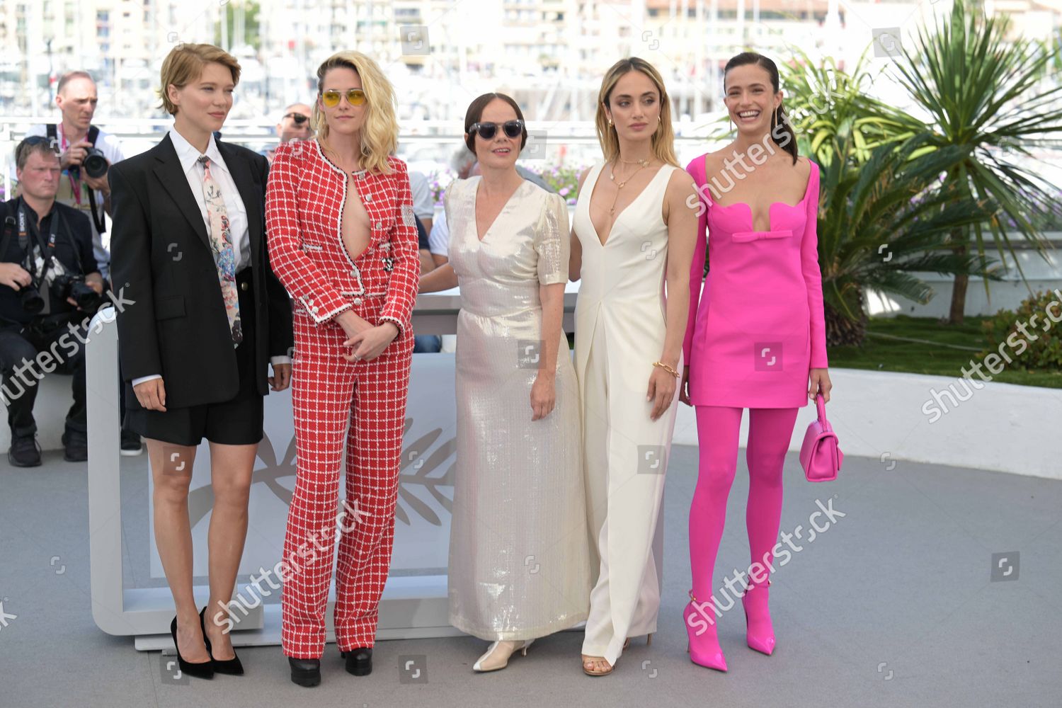 Lea Seydoux, Kristen Stewart, Nadia Litz, Denise Capezza & Lihi Kornows at  the 'Crimes of The Future' 75th Cannes Film Festival Photocall