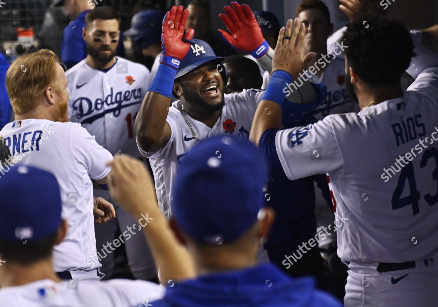 Los Angeles Dodgers Hanser Alberto Celebrates Editorial Stock