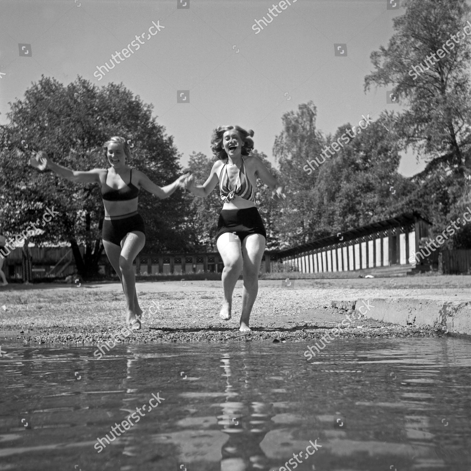 Bathing Guests Jumping Water Lake Austria Editorial Stock Photo - Stock ...