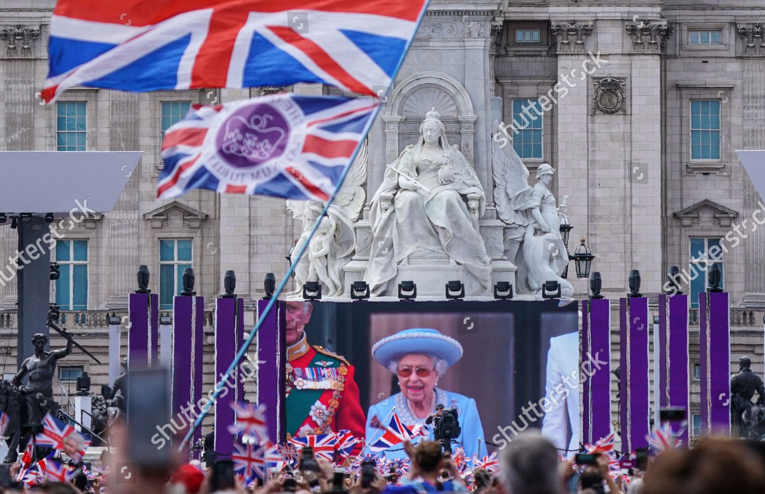 Queen Elizabeth Ii Appears On Screen Editorial Stock Photo - Stock ...