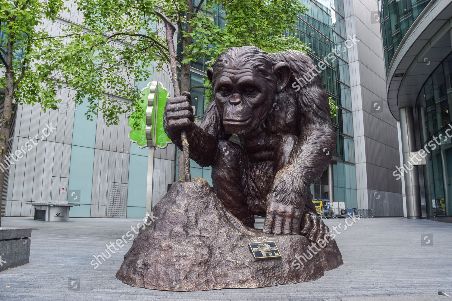 Chimpanzee Sculpture Seen Near Tower Bridge Editorial Stock Photo