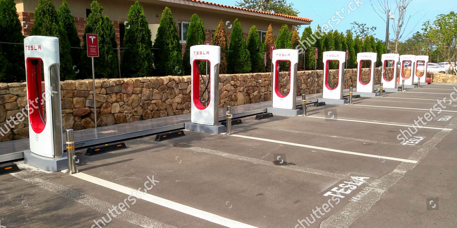 Tesla Charging Station Tesla Charging Station Editorial Stock Photo