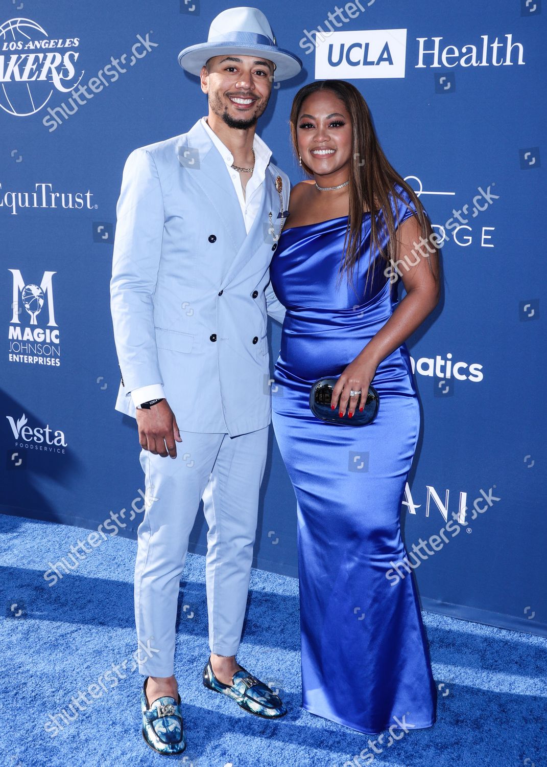 Mookie Betts of the Los Angeles Dodgers with wife Brianne Hammonds