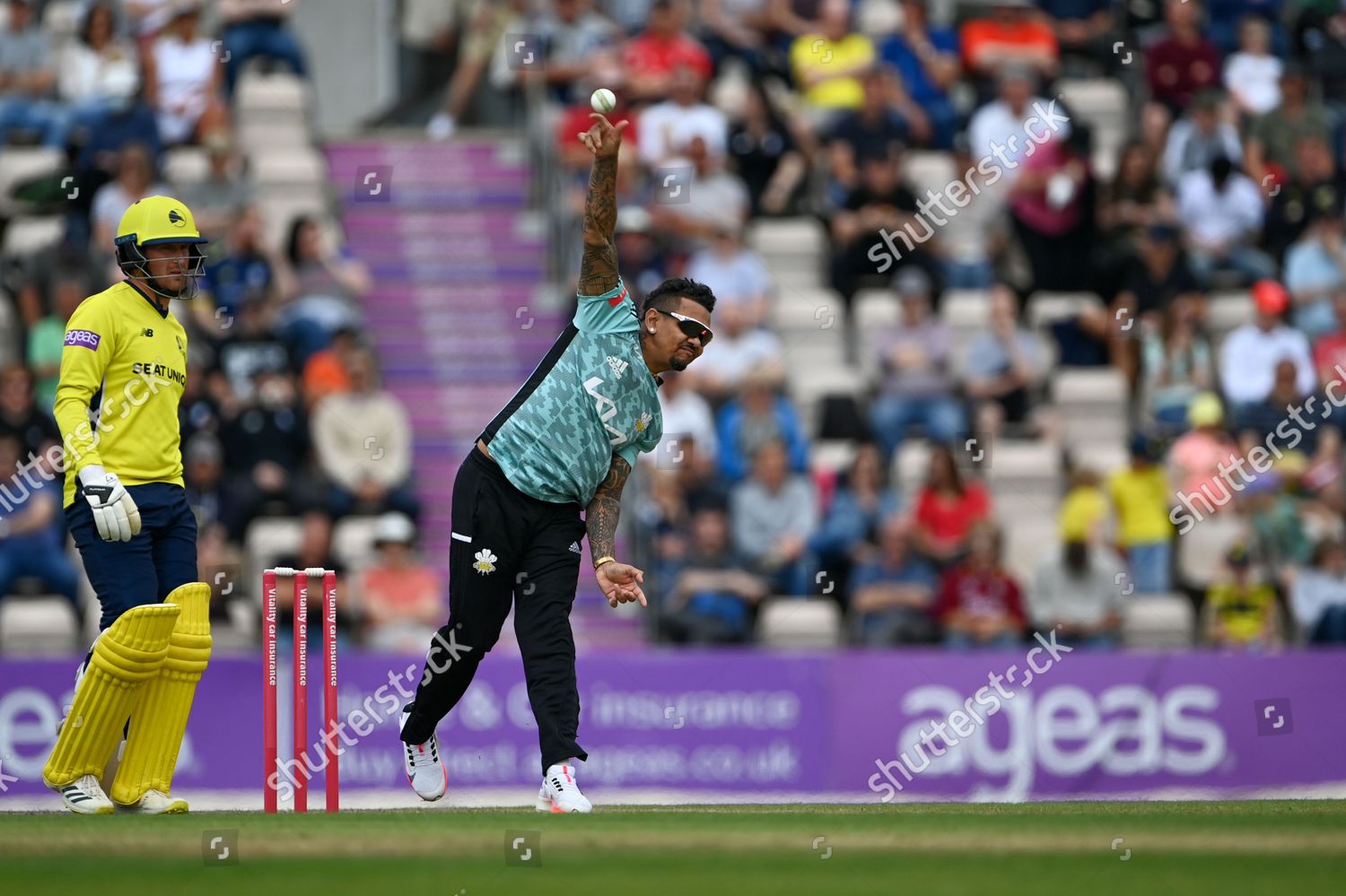 Sunil Narine Surrey Bowling During Vitality Editorial Stock Photo