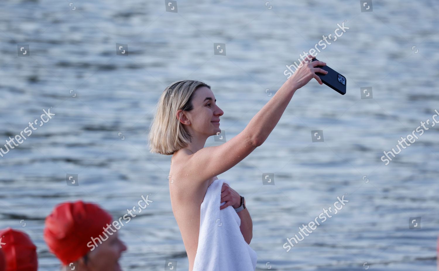 Swimmer Takes Selfie After Annual Nude Editorial Stock Photo - Stock