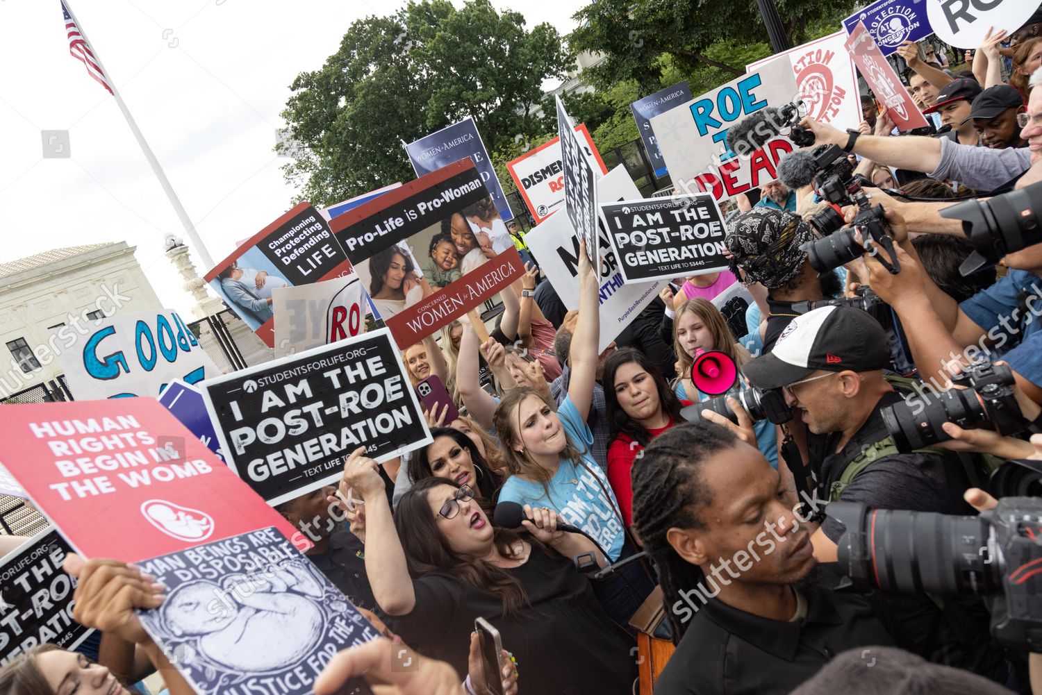 Antiabortion Rights Demonstrators Celebrate Outside Supreme Editorial ...