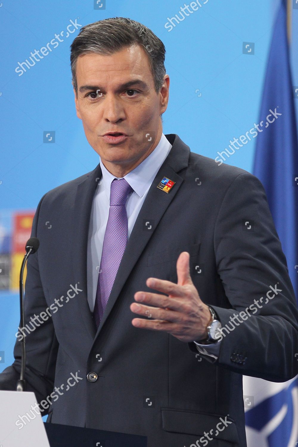 Press Conference Spanish Prime Minister Pedro Editorial Stock Photo