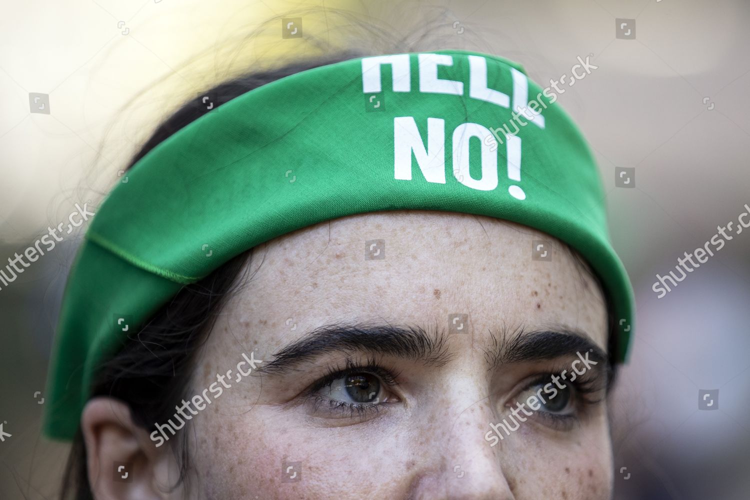 Abortion Rights Demonstrator Wearing Green Bandana Editorial Stock