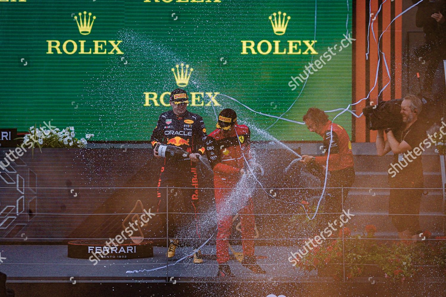 Podium Celebration Ferrari Trento Champagne Charles Editorial Stock ...