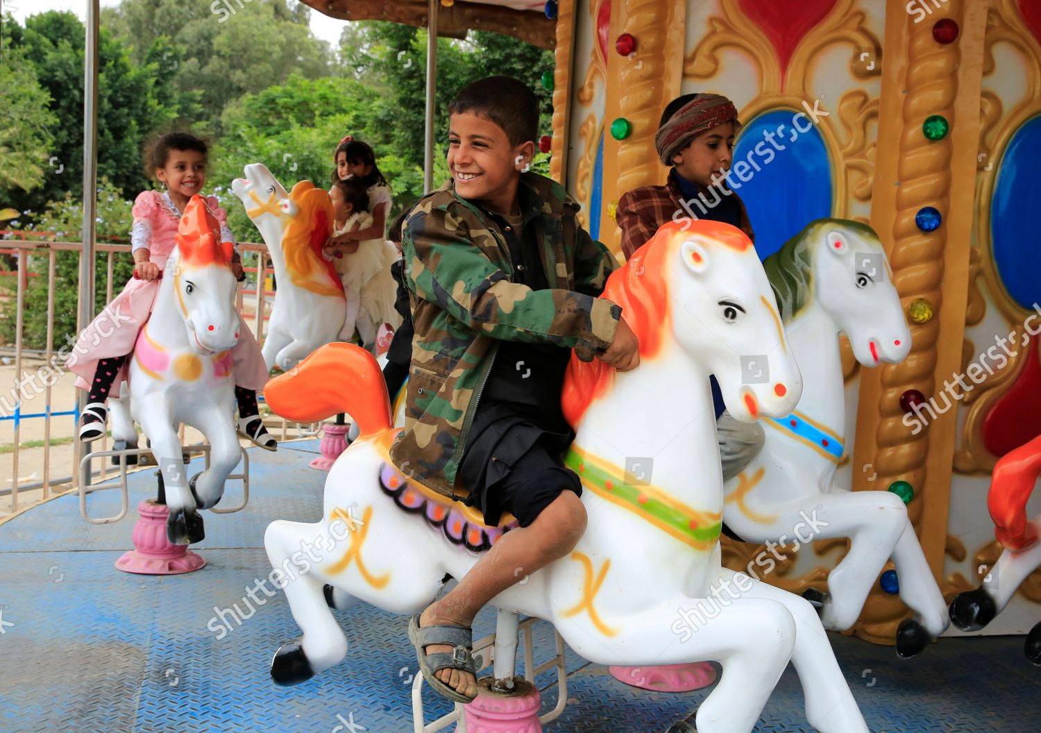 Yemeni Children Play Amusement Park During Editorial Stock Photo ...