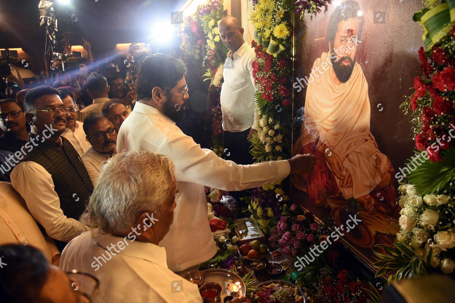 Maharashtra Chief Minister Eknath Shinde Pays Editorial Stock Photo ...