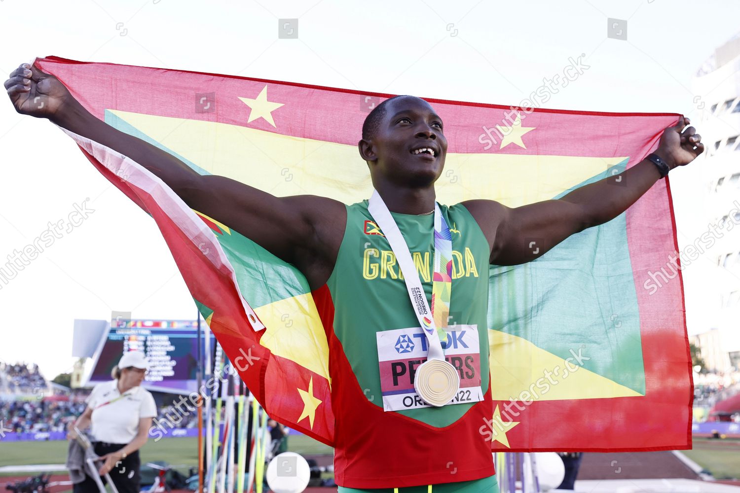 Gold Medalist Anderson Peters Grenada Celebrates Editorial Stock Photo