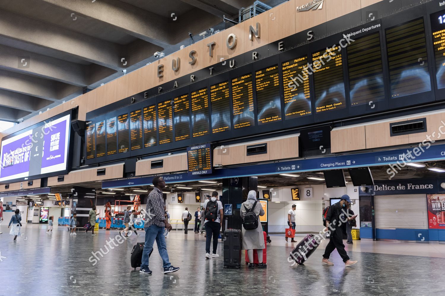 Passengers Look Train Departure Boards Euston Editorial Stock Photo ...