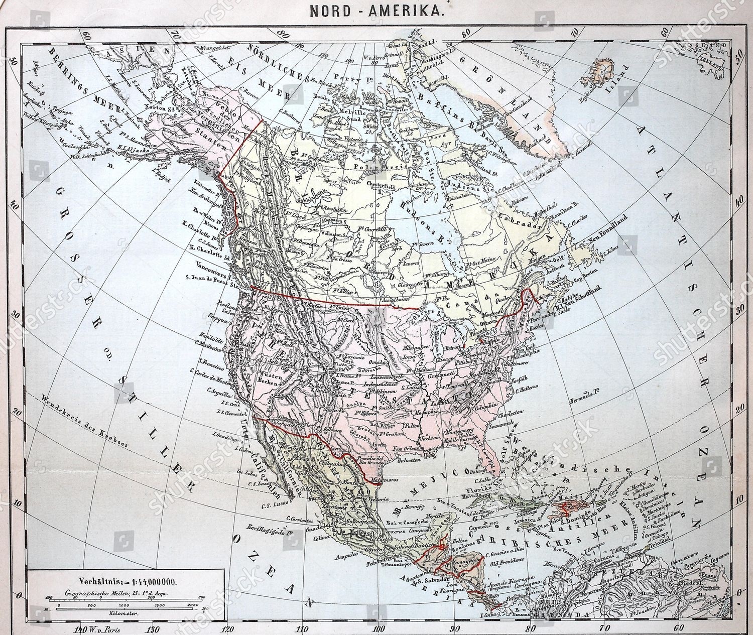 Map North America 1890 Southern States Editorial Stock Photo - Stock ...